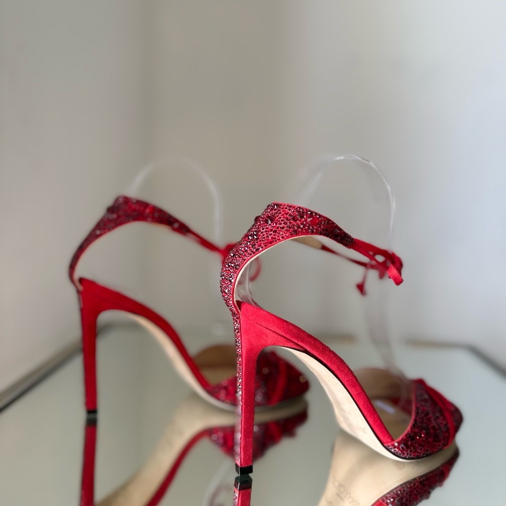 Like new JIMMY CHOO Talaya 100 Crystal Embellished suede sandals 36 - Picture 12 of 15